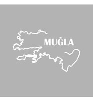 Muğla Harita Araba Sticker siyah 18x12 CM (Beyaz)