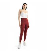 Straight Siyah Yüksek Bel Toparlayıcı, Sıkılaştırıcı Yoga Tayt 25" (Bordo)