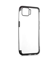 Oppo A73 Kılıf İnce Köşeleri Renkli Şeffaf Silikon (Siyah)