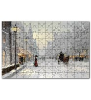 Cakapuzzle Karlı Şehir Kahverengi At Görseli Puzzle Yapboz MDF (Ahşap) (500 Parça)