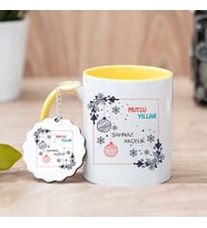 Mutlu Yıllar Kupa Bardak ve Anahtarlık (Sarı)