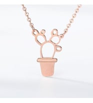 Kişiye Özel 925 Ayar Gümüş Kaktüs Kolye (Rose)