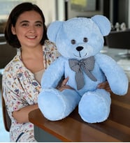 Özgüner 80-90 cm Rengarenk Papyonlu Ayıcık %100 yerli (Mavi)