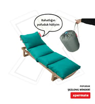 XPERMATE Pofuduk Şezlong Minderi Çantalı 60x180x12Cm Su İtici,Katlanır,UV Güneş Dayanımı, Fermuar (Yeşil) (Turkuaz)