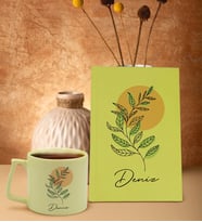 BK Gift Kişiye Özel İsimli Sarı Sert Kapaklı Defter ve Middle Kupa Seti, Arkadaşa Hediye, Yeni İş Hediyesi, Doğum Günü Hediyesi-1 (Model 3)