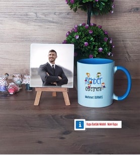 Rehber Öğretmen Fotoğraflı Dekoratif Taş, Kupa Bardak Beyaz Hediye Öğretmenler Günü Hediyesi (Model 4)