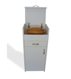 Vena Ekmek Dolabı (Ekmek Tahtası hediyeli) Çok Amaçlı Dolap - (45x35x98h) (Beyaz)