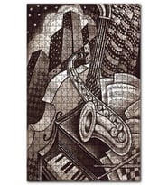 Cakapuzzle Saksafon Piyano Şehir Figürü Görseli Puzzle Yapboz MDF (Ahşap) (500 Parça)