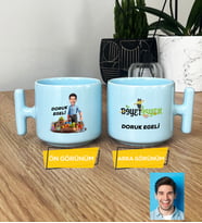 Kişiye Özel Karikatürlü Diyetisyen Pastel T Kupa Diyetisyenler Günü Hediyesi Erkek Diyetisyene Hediye (Mavi)