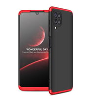 Galaxy M22 Kılıf Zore Ays Full Koruma Kılıf (Siyah-Kırmızı)