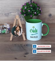 Gıda Mühendisi Kupa Bardak Beyaz ve Fotoğraflı Ahşap Anahtarlık Hediye (Model 14)