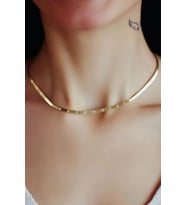 925 Ayar Gümüş Desenli İtalyan Ezme Zincir Kolye (Gold)