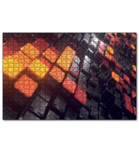 Cakapuzzle Turuncu ve Siyah Küpler Döşeme  Puzzle Yapboz MDF (Ahşap) (255 Parça)
