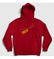 Presmono Unisex Kırmızı Logo Rock Guitar Kapüşonlu Sweatshirt 383028tt (Kırmızı)