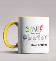Kişiye Özel Sınıf Öğretmeni Tasarımlı Siyah Renk Kupa Bardak 14 (Sarı)