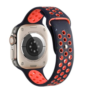 Apple Watch 44mm Kordon 2023 Point Delikli Silikon Strap Kayış (Lacivert)