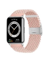 Sneezy Huawei Watch Fit 2 İle Uyumlu Metal Klips Solo Fiberlink Örgü Kordon (Pudra)