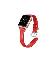 BİPOWER Apple Watch 42-44mm KRD13 Deri Kordon (Kırmızı)