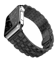 Apple Watch 7/8/9 41mm Kordon Şeritli Metal Kordon 14 (Siyah)