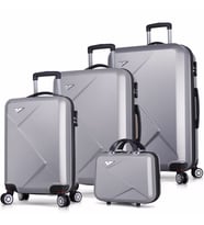 My Valice Diamond Abs Kabin Orta Büyük ve Makyaj Boy 4'lü Travel Valiz Seti (Gri)
