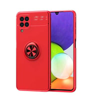 Galaxy M32 Kılıf Zore Ravel Yüzüklü Silikon Kılıf (Kırmızı)