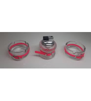 Z21 Dekoratif Kristal Masa Çakmağı Ve İki Adet Cam Küllük (Pembe)