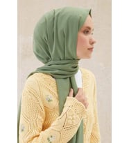 LARİSSA SCARF MEDİNE İPEĞİ ŞAL (Yağ Yeşili)