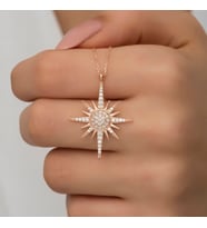 Kutup Yıldızı Rodaj Kolye-925 Ayar Gümüş (Rose)