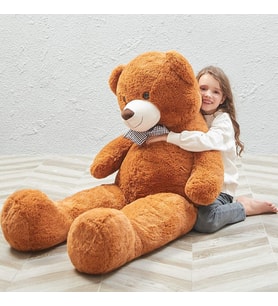 SOLE 120 -130  cm Peluş Ayı - BÜYÜK Papyonlu Sevimli Pelüş Ayıcık, Sevgiliye Özel Hediye (Kahverengi)