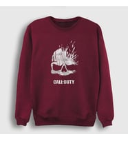 Presmono Unisex Beyaz Skull Call Of Duty Sweatshirt 27316tt (Bordo)