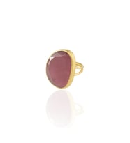 Kadir Jewellery 22 Ayar Altın Kaplama Kadın Fosil Taşlı Yüzük (Pembe)