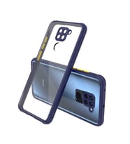 Xiaomi Redmi Note 9 Kılıf Kenar Renkli Sararmaz Şeffaf Kapak (Lacivert)
