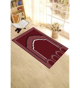 EVDEYA Dijital Baskılı Minber Motifli Yıkanabilir Motifli 70x130 Namazlık Seccade, Seccade-2-kahve, (Kırmızı)