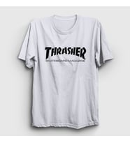Presmono Unisex Sarı Logo V5 Thrasher T-Shirt 279003tt (Beyaz)