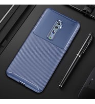 Oppo Reno 10X Zoom Kılıf Karbon Silikon Case (Lacivert)
