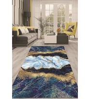 Dijital Kaymaz Taban Yıkanabilir Modern Renkli Salon Halısı Mutfak Halısı Yolluk ND-HT-316 (Mavi)