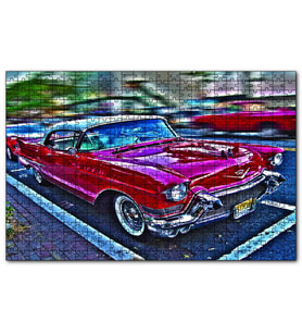 Cakapuzzle  Klasik Kırmızı Araba Görseli  Puzzle Yapboz MDF (Ahşap) (255 Parça)