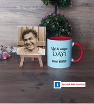 Dayıya Hediye Fotoğraflı Dekoratif Taş, Kupa Bardak Beyaz Hediye (Model 2)