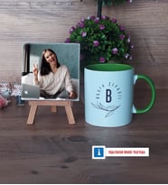 Minimal Baş Harf ve İsim Yazılı Fotoğraflı Dekoratif Taş, Kupa Bardak Beyaz Hediye (Model 14)