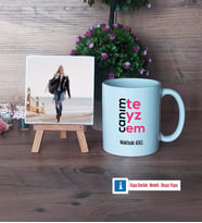 Teyzeye Hediye Fotoğraflı Dekoratif Taş, Kupa Bardak Beyaz Hediye (Model 1)
