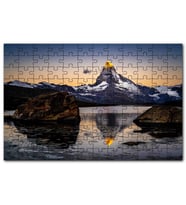Cakapuzzle Karlı Dağlar ve Altın Rengi Zirve Puzzle Yapboz MDF (Ahşap) (500 Parça)