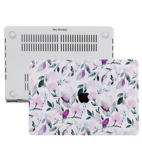 MacBook Air Kılıf HardCase A1369 A1466 2017Öncesi Uyumlu Koruyucu Kılıf Flower03 (Siyah-Krem)