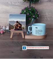 Eşe Hediye Fotoğraflı Dekoratif Taş, Kupa Bardak Beyaz Hediye (Model 8)