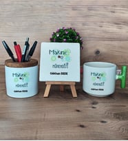 Makine Mühendisi Hediye Sepeti Kupa Bardak T Kulplu, Kalemlik ve Dekoratif Taş Mühendisler Günü Hediyesi (Model 8)