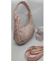 Saç Örgüsü Kulplu Kadın Kol Çantası (Pembe)