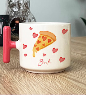 Kişiye Özel Pizza Lover Hediye T Kupa Bardak (Pembe)