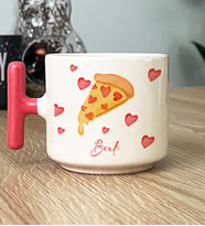 Kişiye Özel Pizza Lover Hediye T Kupa Bardak (Pembe)