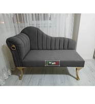 Yeni Model Ultra Lüks Alda Çizgili Josefin Bench Puf (Antrasit)