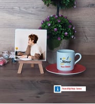 Mimara Hediye Fotoğraflı Dekoratif Taş, Ahşap Altlıklı Türk Kahvesi Fincanı Hediye (Model 8)