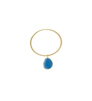 Kadir Jewellery 22 Ayar Altın Kaplama Zirkon Taşlı Ayarlanabilir Vintage Bilezik (Koyu Mavi)